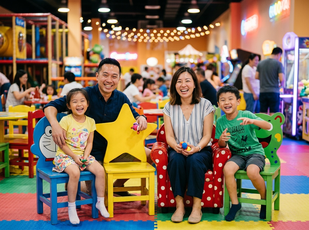 Keluarga gembira bersama di Kids Play Malaysia